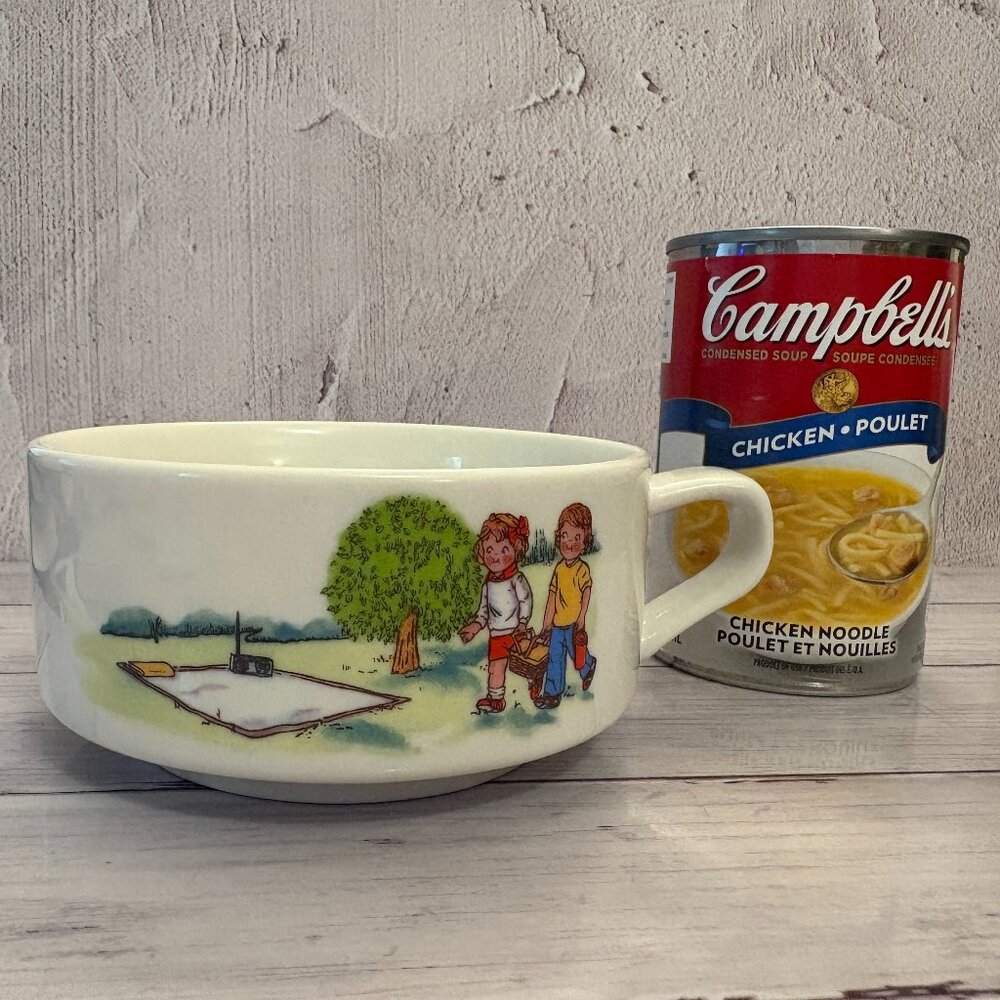Vintage Retro 1980's Soup Coffee Mug Kids Playing Summer Picnic (SKU: 159MI) - Picture 2 of 4